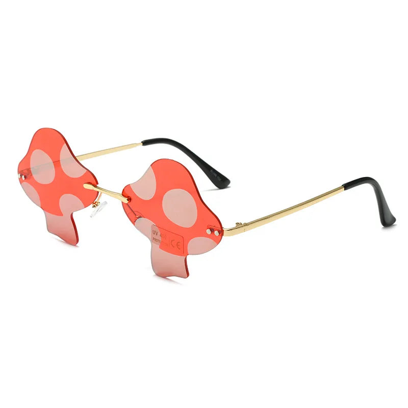 2023 New Mushroom Rimless Sunglasses Personality Fashion Ball Glasses Concave Style Cross-Border Sunglasses