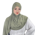 Arab Muslim Scarf Soie Women De Mdeine Georgette Pleated Instant Bonnet Khimar Rayon Solid Color Hijab With Niqab