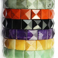 SLKS1211 Wholesale Natural Faceted Flat Square Gemstone Beaded Bracelet Amethyst Quartz Healing Stone Elastic Durable Bracelets