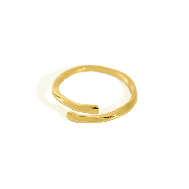 WMJT375 S925 Sterling Silver Open Ring Minimalist Irregular Wavy Smooth Opening Ring Argent Gift MegaBDM