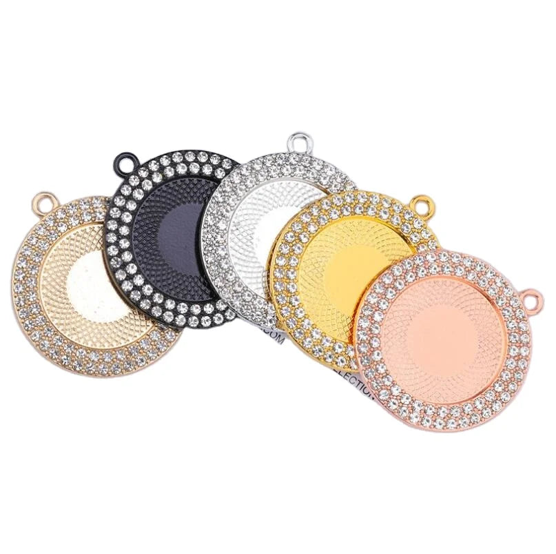 50pcs/set FashionJewelry Diy Photo Best Sell Double Rows 25mm Round Charms Pendants for Jewelry Making