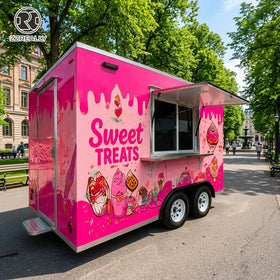 USA Coffee Food Trailer Modern Burger Food Truck Fully Equipped Pizza Cart