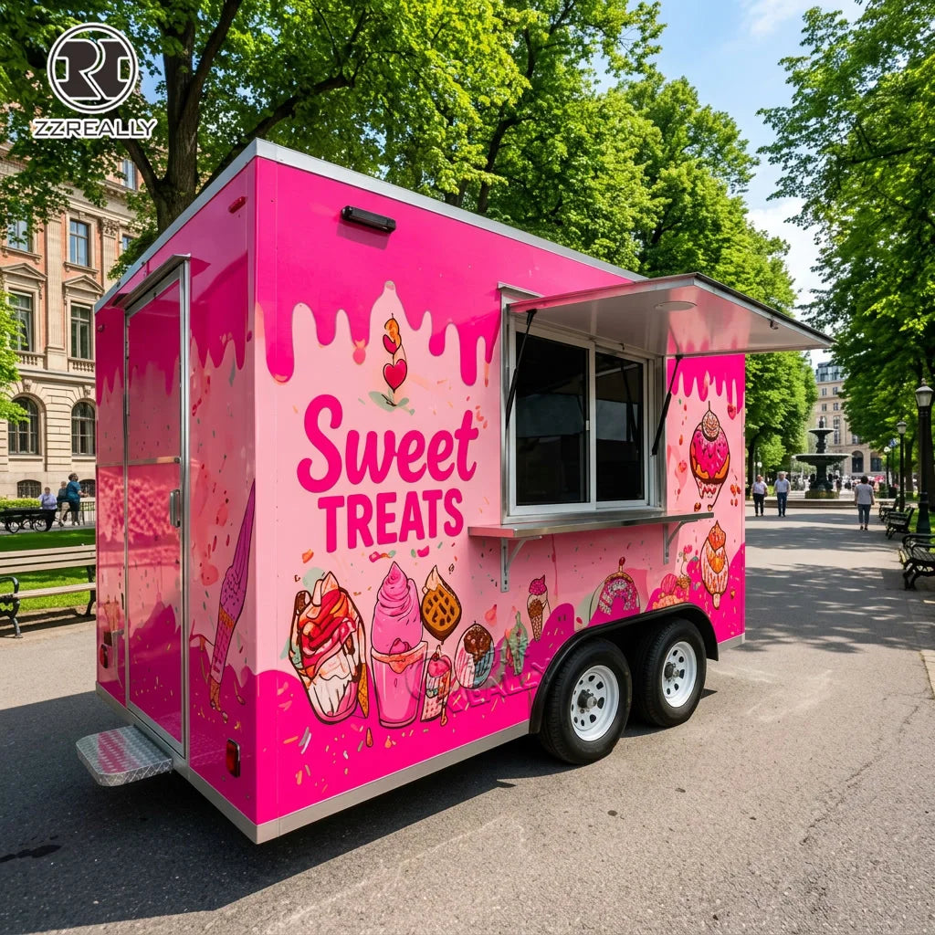 USA Coffee Food Trailer Modern Burger Food Truck Fully Equipped Pizza Cart