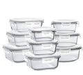 9PackAirtight Eco-Friendly Oven Safe High Borosilicate Glass Meal Prep Food Container Set Bento Box With Locking Lids