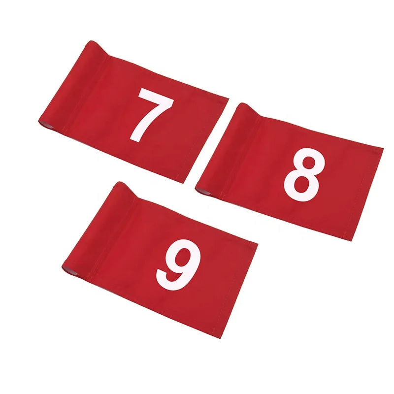 Silk Screen Printing Mini Golf Flags 1-9 Practice Numbered Nylon 420D Putting Green Flags
