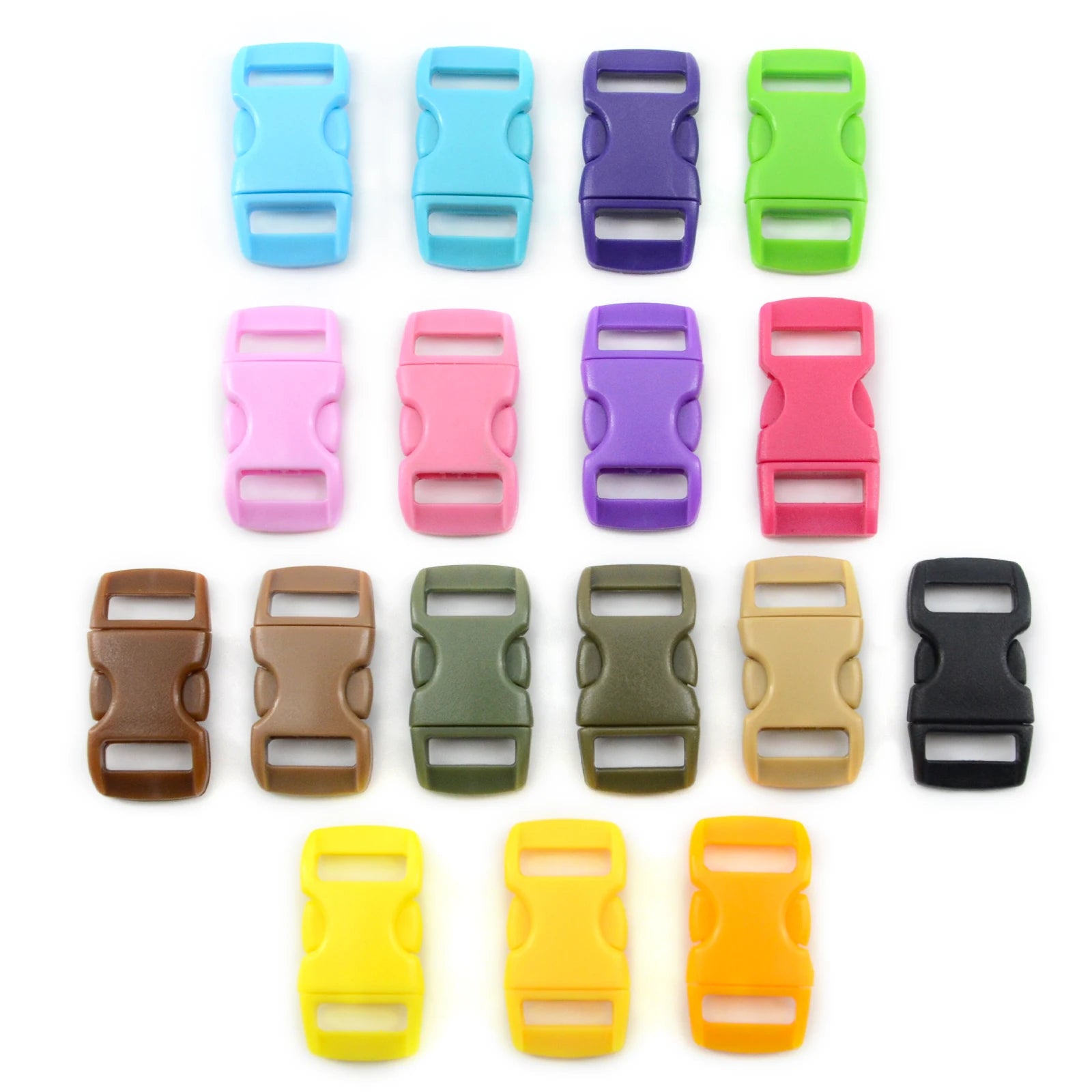 3/8'' Curved Contoured for Paracord Bracelet Clips Lightweight Plastic Quick Side Release Buckles Outdoor Hiking Whistle Straps