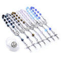 JC Crystal Wholesale Box of Fatima Crystal Rosary Bracelet Crosses Buddhist Prayer Beads Bracelet