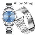 Maujoy Talking Watch for Men Diamond Business Dress Analog Quartz Stainless Steel Luminous Date Luxury Casual Wrist Watch