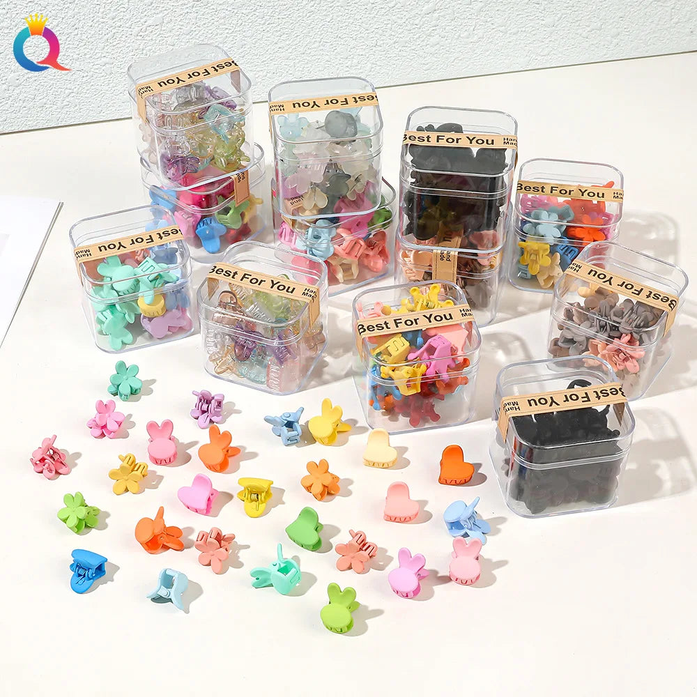 20 Piece Mini Hair Claw Box Packing Assorted Color Flower love Heart Hair Clip Set
