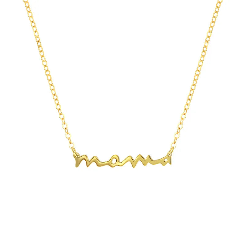 Fashion Jewelry 925 Sterling Silver Mom Mum Pendant Necklace Letter Mama Gold Plated Necklaces for Women Mother's Day Gifts
