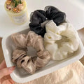 New Solid Color Hair Scrunchies Double-layer Gauze Simple Hair Loop Headdress High Sense Elegant Hair Binding Rope