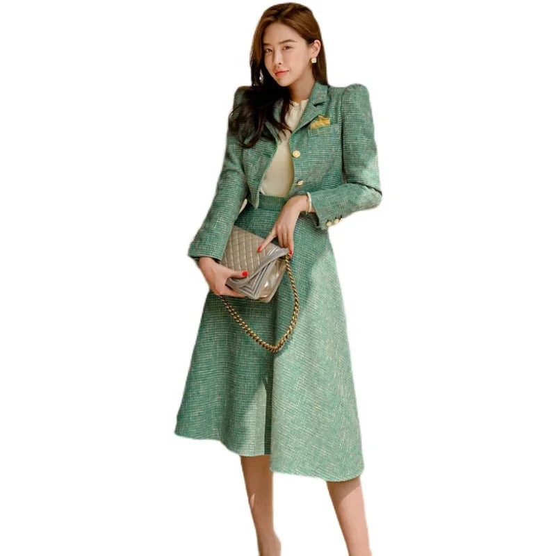 Fashion Autumn and Winter Skirt Suit for Business Women 2024 Blazer and Skirt Suit Women Two Piece Set Skirt