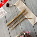 Daily Reusable Stainless Steel 304 (18/10) Bend Straight bar Straws Set Metal with Cleaner Brush in Pouch