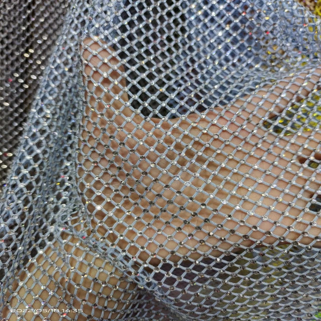 Factory Luxury Sparkling Crystal Rhinestone Fishnet Mesh Fabric for Garment Cloth