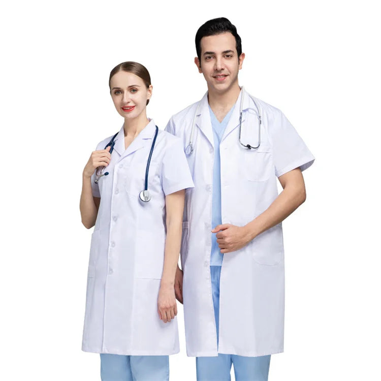 High Quality Medical Clothing Nurse Doctor Working Clothes Lady Women Hospital Clothing Long Sleeve Short Sleeve White Lab Coat