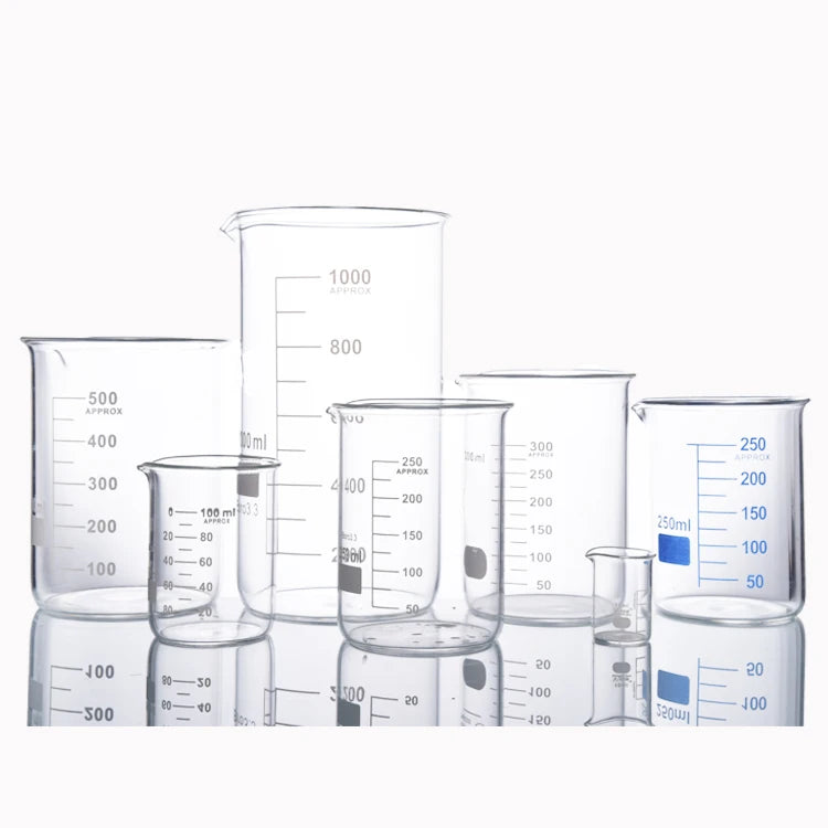 Hot Sale Borosilicate Glass Beaker Cups 10ml 250ml 500ml 1000ml 2000ml Low Form Glass Lab Beakers for Wholesale
