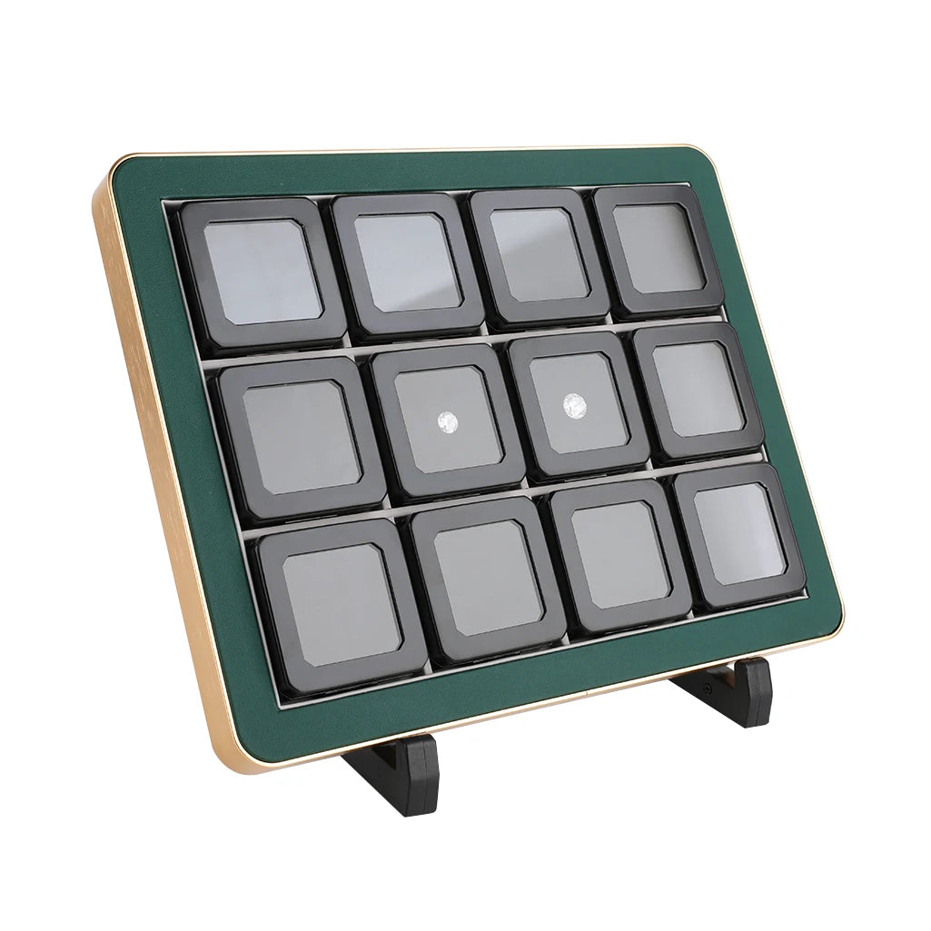 High Quality GemTrue Brand Luxurious Metal Loose Diamond Showcase Box Tray Set DK21664-12G