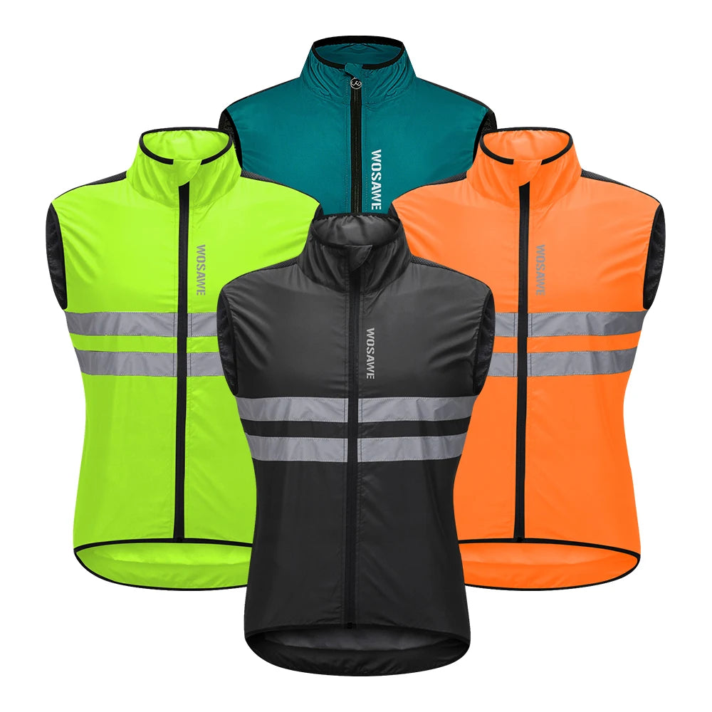 WOSAWE Men High Visibility Cycling Vest Reflective Sleeveless Windbreaker Windproof Bike Bicycle Gilet