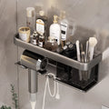 Aluminum Alloy Eco-Friendly Hair Dryer Holder Bathroom Storage Organizer Standing Shelf No Drilling Dryer Rack Hand Tools