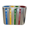 Outdoor Stainless Steel 4 Compartment Garbage Container Trash Can Airport Rubbish Litter Bin Public Commercial Recycle Dustbin