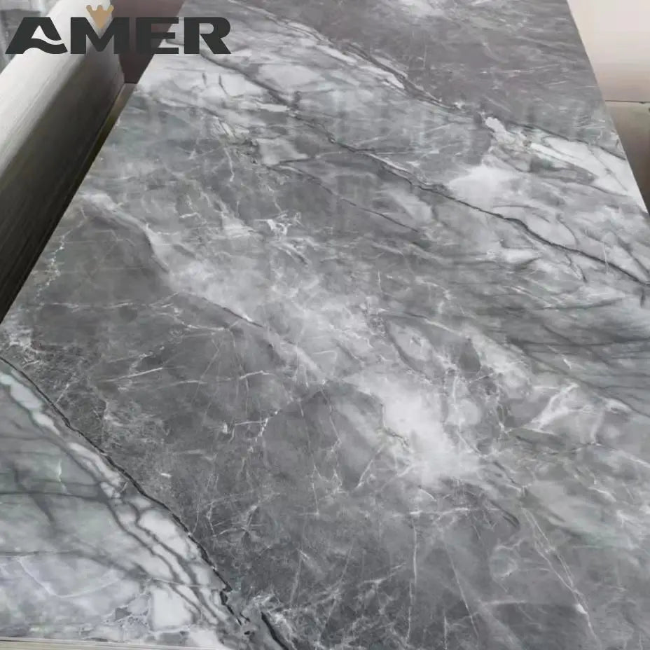 Amer Home Decorative Plastic Wall Panels UV Marble Alternative Sheet for Wall Decoration PVC Marbled Sheet