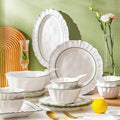 Solhui Nordic Wholesale Ceramic Tableware Set Sesame Lace Bowl and Plate  Household Rice Soup Bowl Steak Ceramic Plate