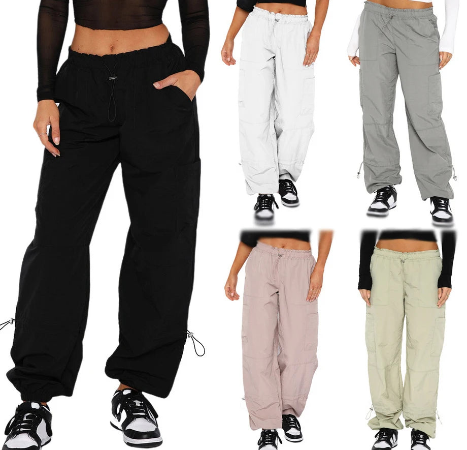 New Cargo Pants Custom Women's Pants & Trousers Cargo Streetwear Fashion Solid Color Loose Lace up Pant