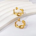 Hypoallergenic Fashion Jewelry Custom PVD 18K Gold Stainless Steel Hoop Earrings Coffee Bean Buckle Chain C-shaped Hoop Earrings