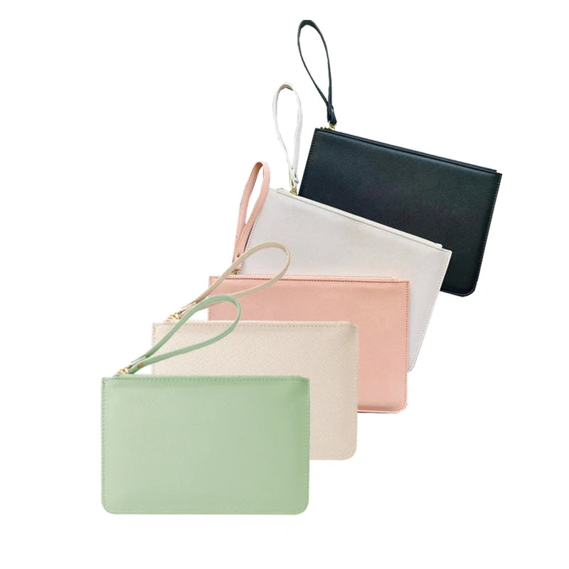 Custom Wedding Bride Leather Pouch Bridesmaids Pu Leather Cosmetic Bag Leather Clutch Bag