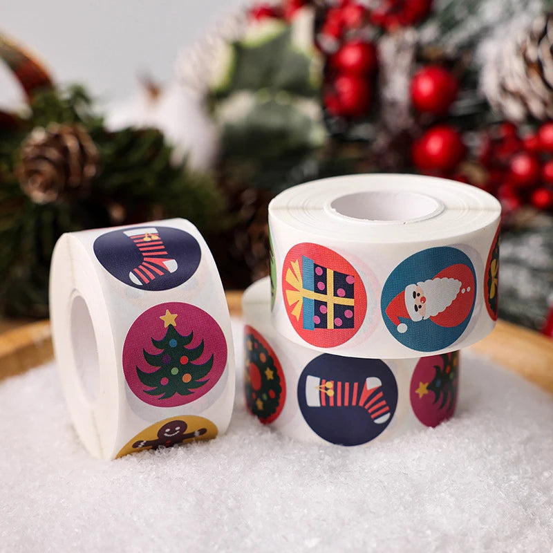 Customized Printing Waterproof Christmas PVC Kiss Cut Adhesive Vinyl Sticker Roll for Craft