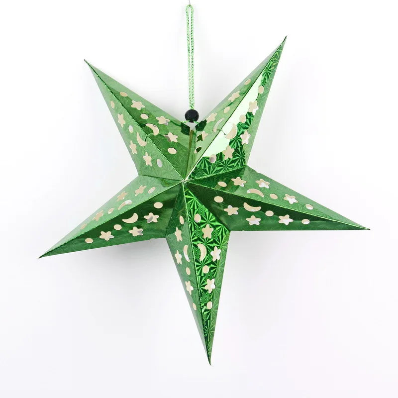 120cm Three-Dimensional Laser Five-Pointed Star Hanging Card Festive XJ0081-F Paper Ornaments for Christmas Easter for Shopping