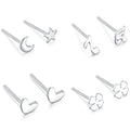 S999 Sterling Silver Earrings Hypoallergenic Stud Earrings Many Style Music Heart Star Moon Earrings Birthday Jewelry Gifts