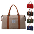 Women's Fashion Canvas Weekender Duffel Tote Custom Logo Large Capacity Travel Bag Zipper Lightweight Overnight Overnight