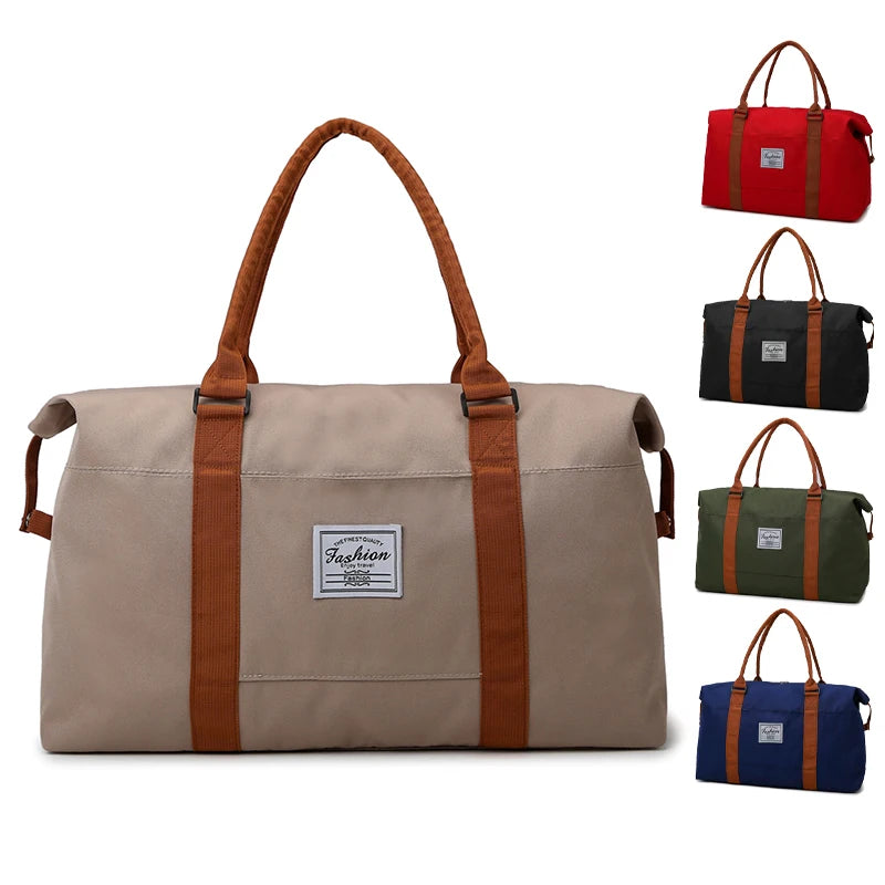 Women's Fashion Canvas Weekender Duffel Tote Custom Logo Large Capacity Travel Bag Zipper Lightweight Overnight Overnight