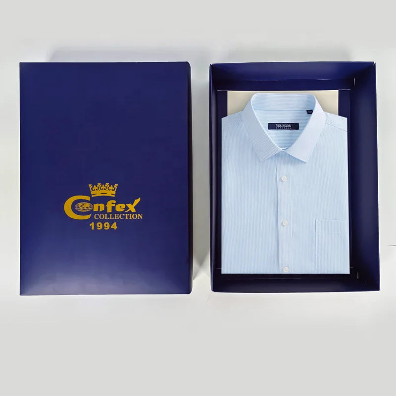 Premium Luxury Custom Foil-Stamped Logo Thickened Corrugated Paper Gift Packaging with Lid and Base Box for High-End Apparel