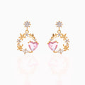 Korean Pink Heart Cute Dangle Earrings Zircon High Grade Flower Diamond Earrings Women Jewelry Wholesale Girls Drop Earrings