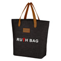 Ruthbag 600D Polycanvas Tote Bag with Zippered Pocket Leopard Patterned Front Leatherette Patch for Shopping