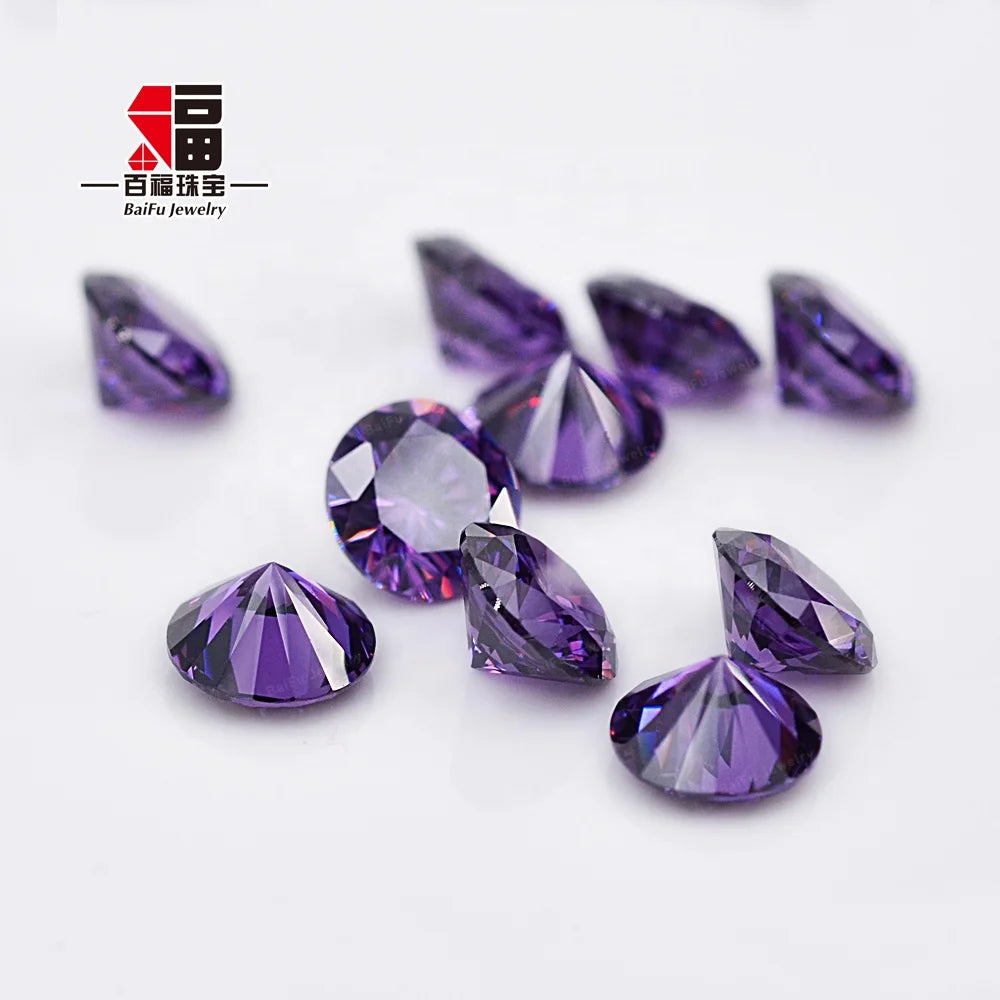 Baifu 3.0mm Amethyst Round Brilliant Cut CZ Loose Gemstones Wholesale