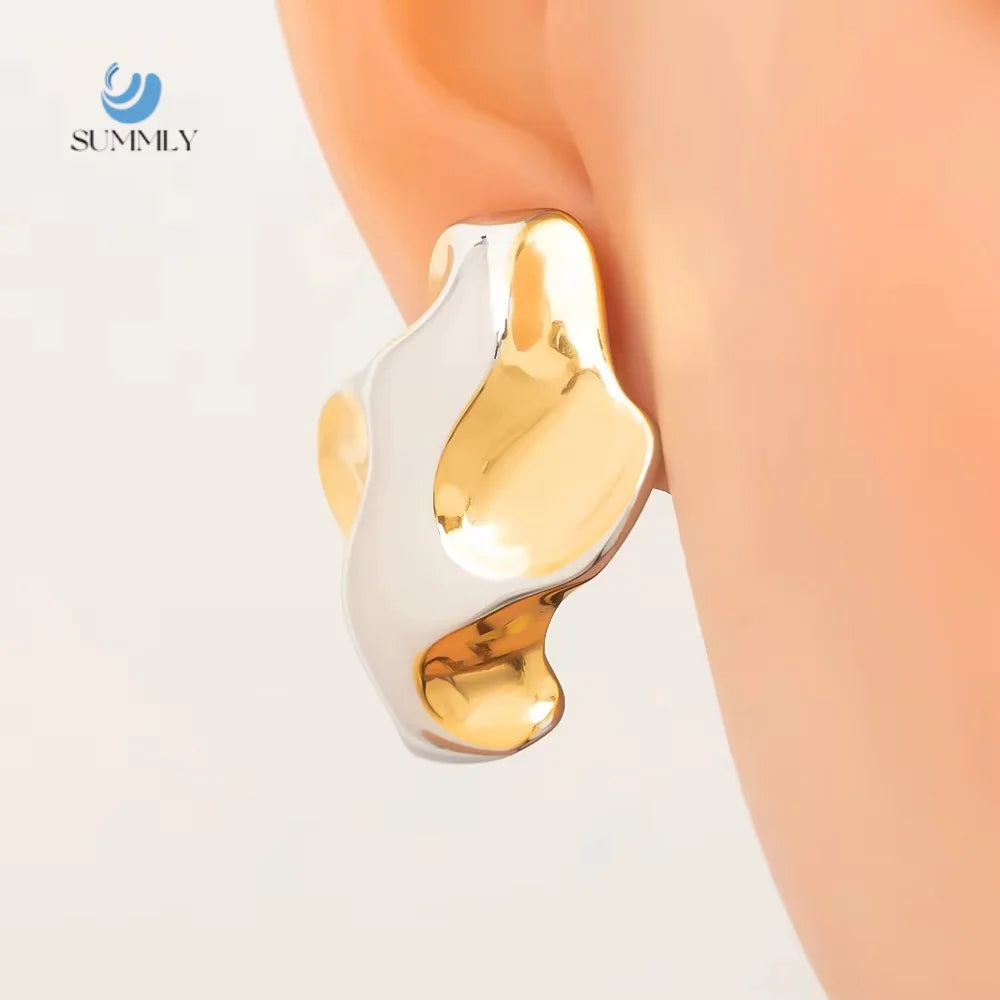 SUMMLY Trend Wholesale Personalized Fine Geometric 18K Gold Plated Stainless Steel Earrings Fashion Jewelry
