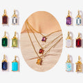Waterproof  Fashion Gold Plated Jewelry Necklaces Stainless Steel Square Birthstone Pendant Necklace