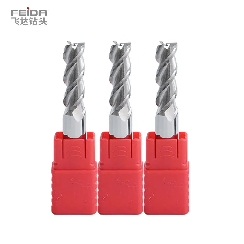 FEIDA 6mm 8mm CNC HRC55 Diamond Coated Flat End Mill 3-Flute Carbide Milling Cutter OEM ODM Aluminum Metal Processing