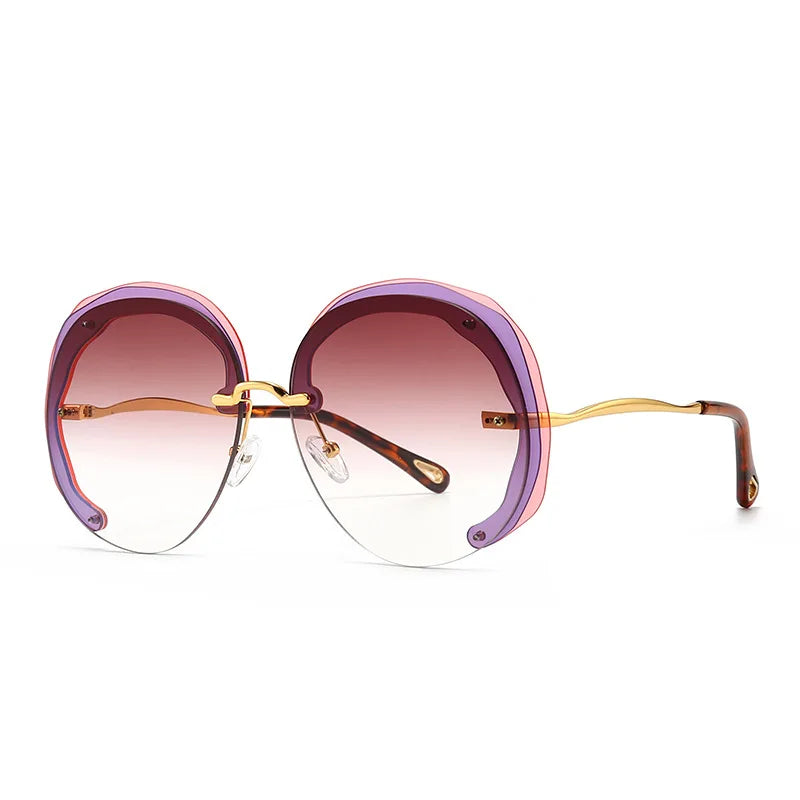 Wholesale Spot Vacation Trendy Street Shoot Catwalk Colorful Lens Sunglasses Uv400 Large Frame Round Gradient Women Sunglasses