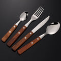 Creative Wooden Handle Restaurant Stainless Steel Silverware Metal Knife Spoon Fork Cutlery Set 1063001