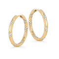 LORUNVE 925 Sterling Silver New Design Pave Zirconia Flower Hammered Matte Large Hoop Earring