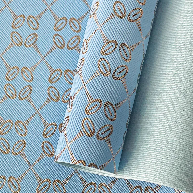0.8mm Saffiano Backing Pattern Metallic Foiled Synthetic Faux Pu Leather for Hairbows Crafts Bags Shoes Belts Decoration