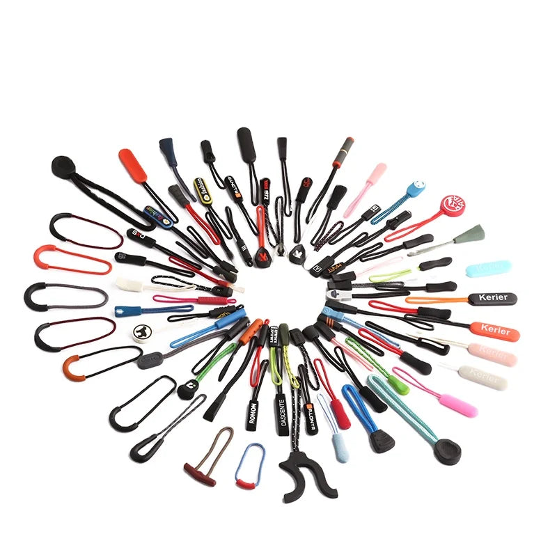 Wholesale PVC/TPU Fancy Rubber Soft Zipper Puller for Garment Diy Silicone Rope Zipper Slider