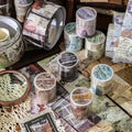 Akeno Old Letter Series European Theme Handbook Collage 1 Roll Vintage White Leather Tape Water Activated Rubber PET for Masking