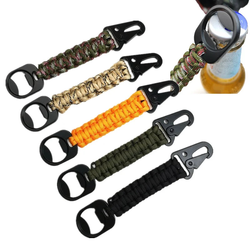 Outdoor Hand Woven Funky Bottle Opener Keychain for Keychain HK Hooks