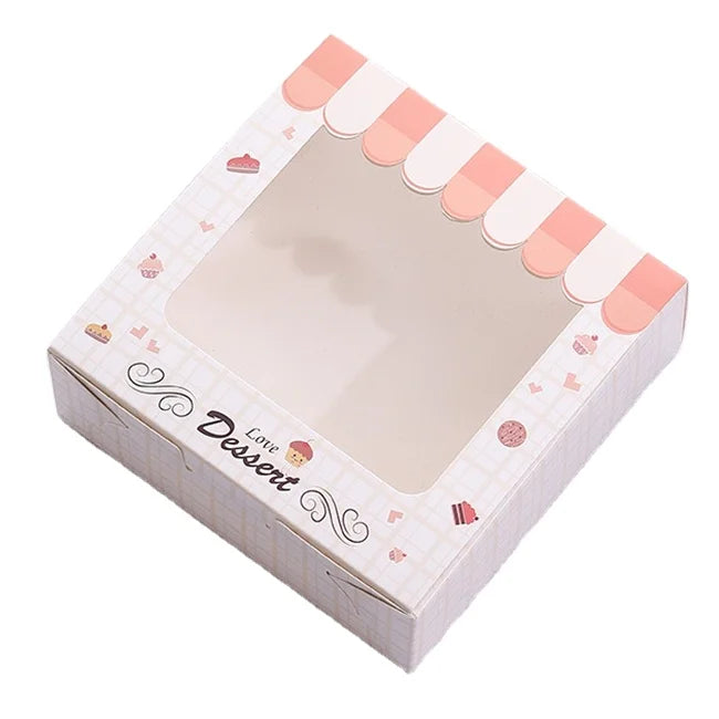 Manufacturer Wholesale Paper  Donuts  Egg Tarts Cookie Take Away Packaging Fordable Box with Window