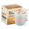 Reusable Multifunctional Bowl and Spoon Cutlery Set Tableware 8 Pieces / Set Environmental protection Degradable Straw Bowl